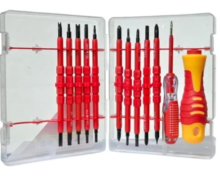 21pcs Insulated Screwdriver Set 1000V Box – Complete VDE Electrician Kit with Precision Bits & Nut Drivers | Impact Resistant, Organized Storage Case | UAE High Voltage Professional Safety Set 